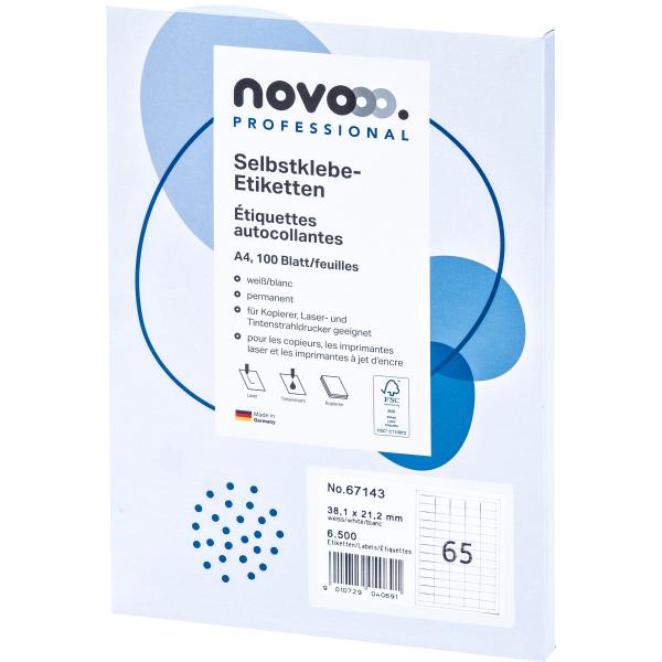 NOVOOO Etiketten 38.1x12.1mm 67143 weiss 6500 Stück