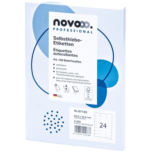 NOVOOO Etiketten 64.6x33.8mm 67145 weiss 2400 Stück