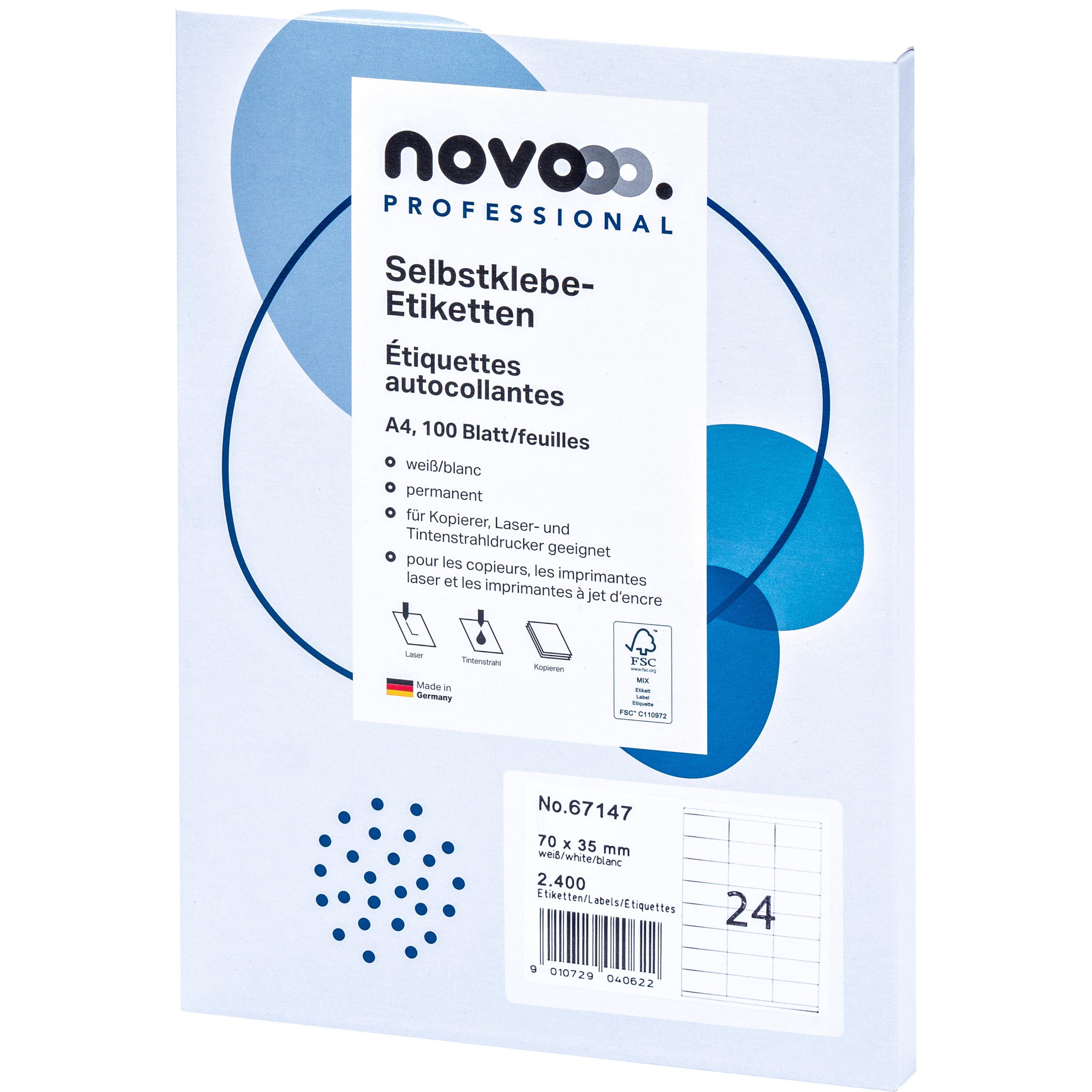 NOVOOO-67147-9010729040622 NOVOOO Etiketten 70x35mm 67147 weiss 2400 Stück – Hochwertig & günstig bei ShopDeca