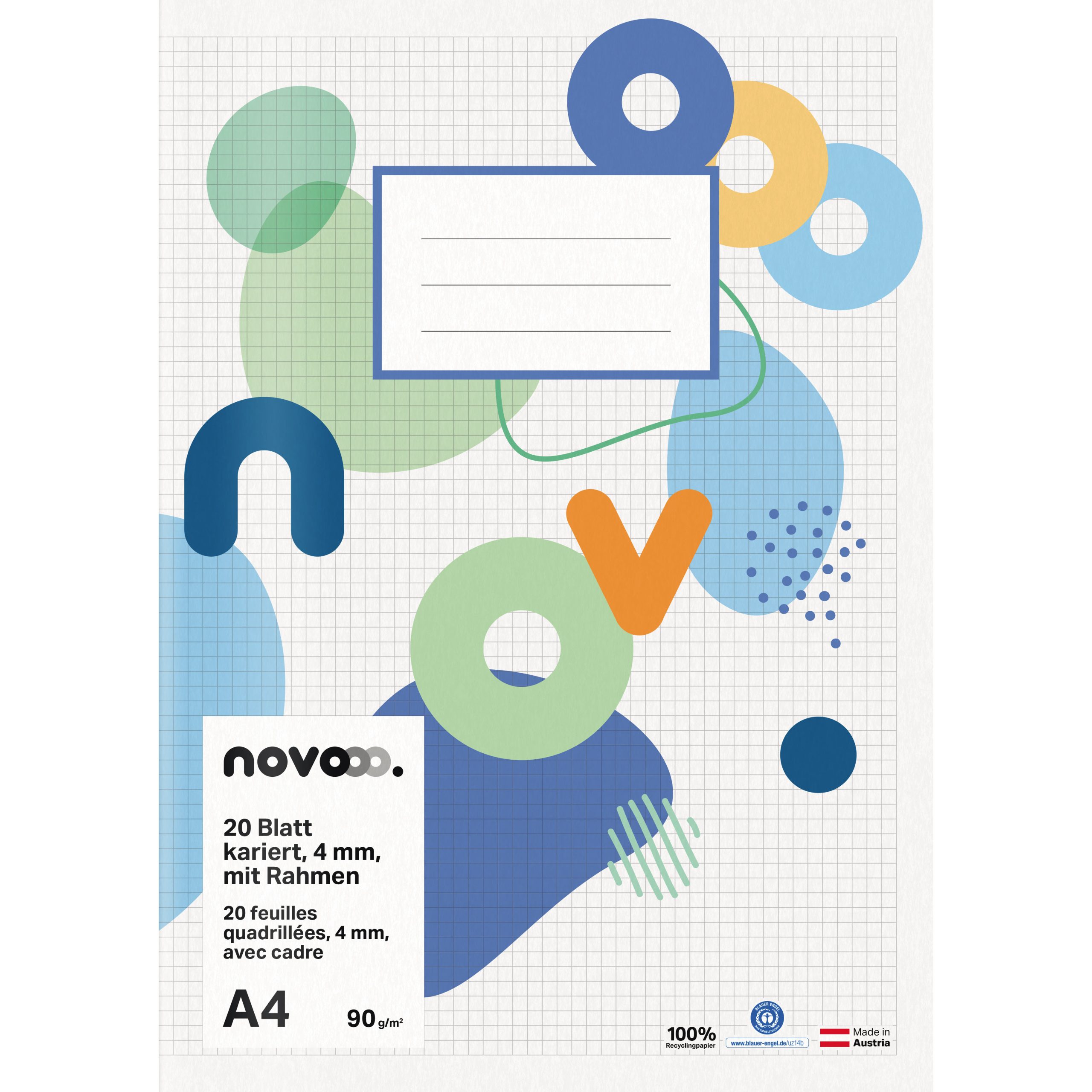NOVOOO-729757-9010729085357 NOVOOO Schulheft A4 729757 4mm kariert mit Rand 90g – Hochwertig & günstig bei ShopDeca