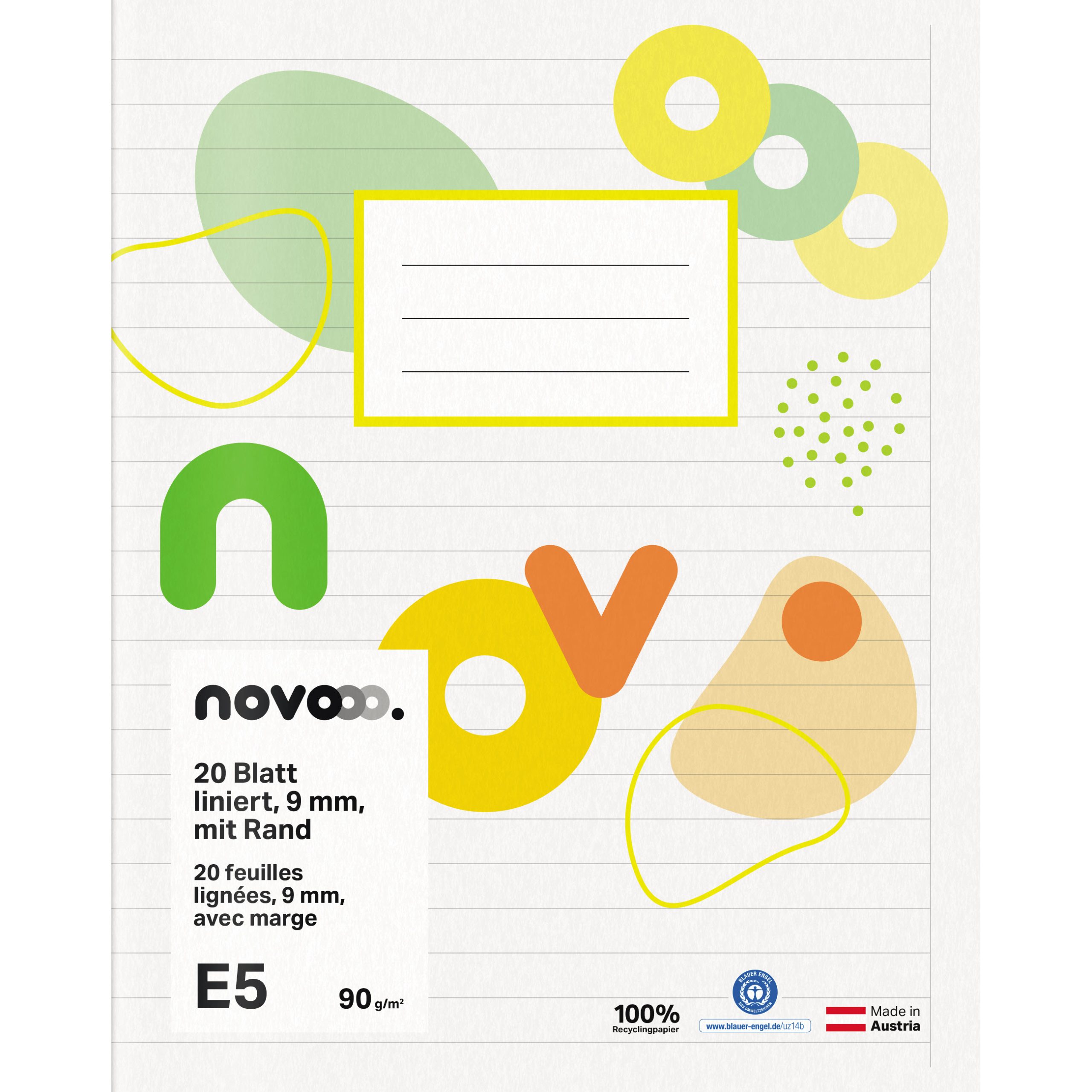 NOVOOO-729764-9010729085432 NOVOOO Schulheft E5 729764 9mm liniert mit Rand 90g – Hochwertig & günstig bei ShopDeca