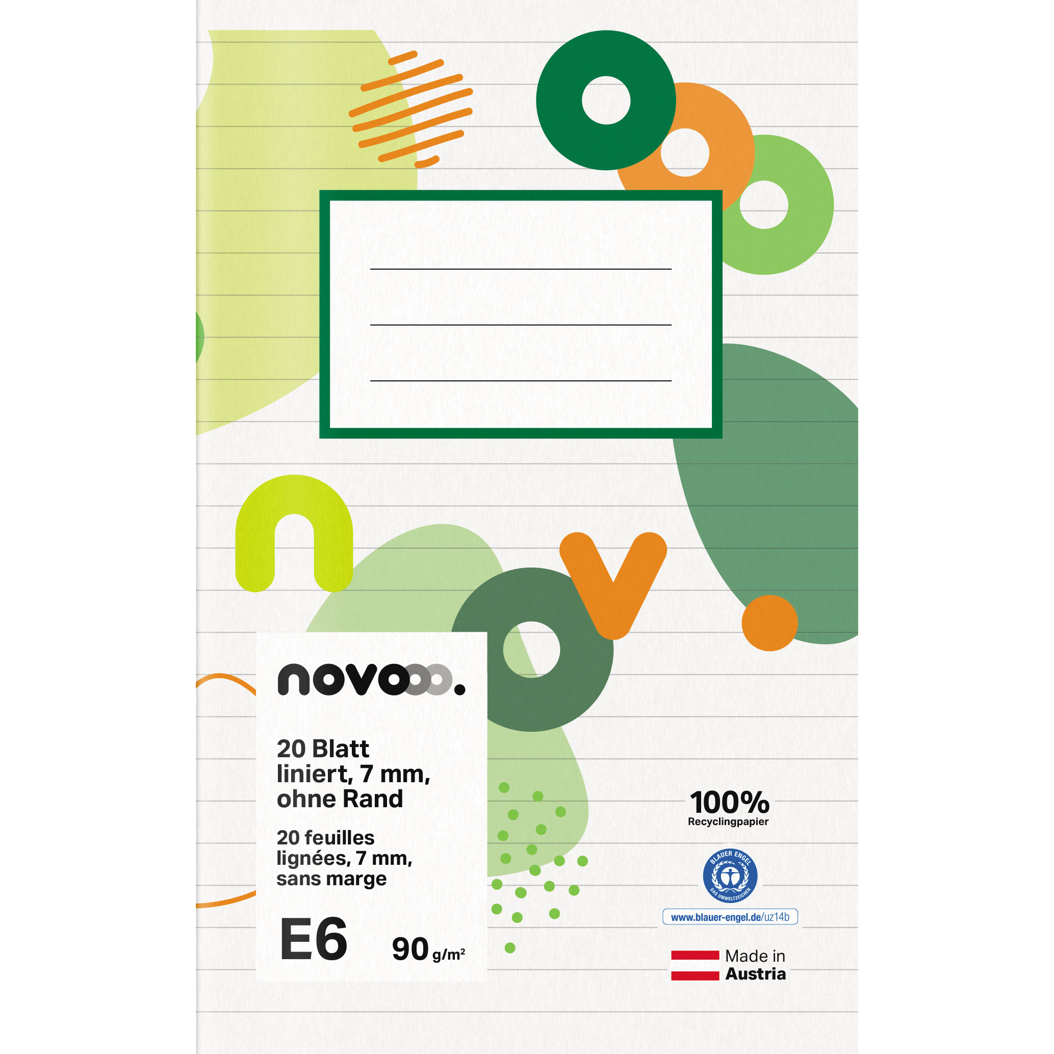 NOVOOO-729769-9010729085494 NOVOOO Schulheft E6 729769 7mm liniert ohne Rand 90g – Hochwertig & günstig bei ShopDeca