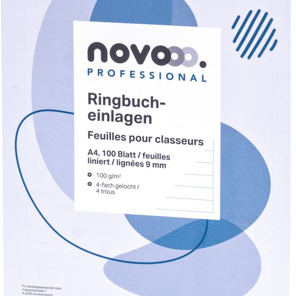 NOVOOO Ringbucheinlagen A4 729795 liniert 9mm,100g,Rand 100 Bl.