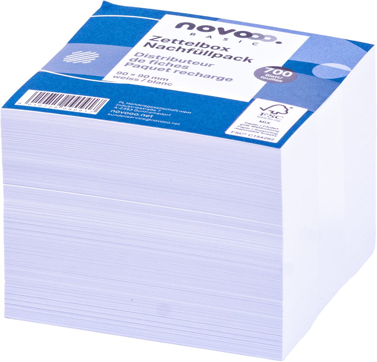NOVOOO Zettelbox Papier 90x90mm 731146 weiss, 80g 700 Blatt – Hochwertig & günstig bei ShopDeca