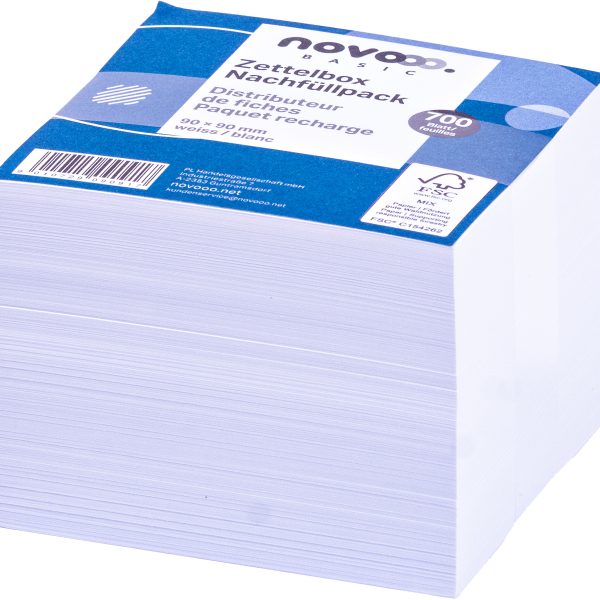 NOVOOO Zettelbox Papier 90x90mm 731146 weiss, 80g 700 Blatt