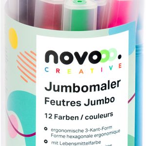 NOVOOO Fasermaler Jumbo 0.5mm 96082000 assortiert, Runddose 12 Stück