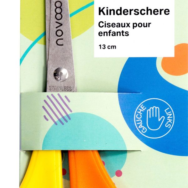 NOVOOO Kinderschere 13cm E-120593 MTH für Linkshänder gelb/orange