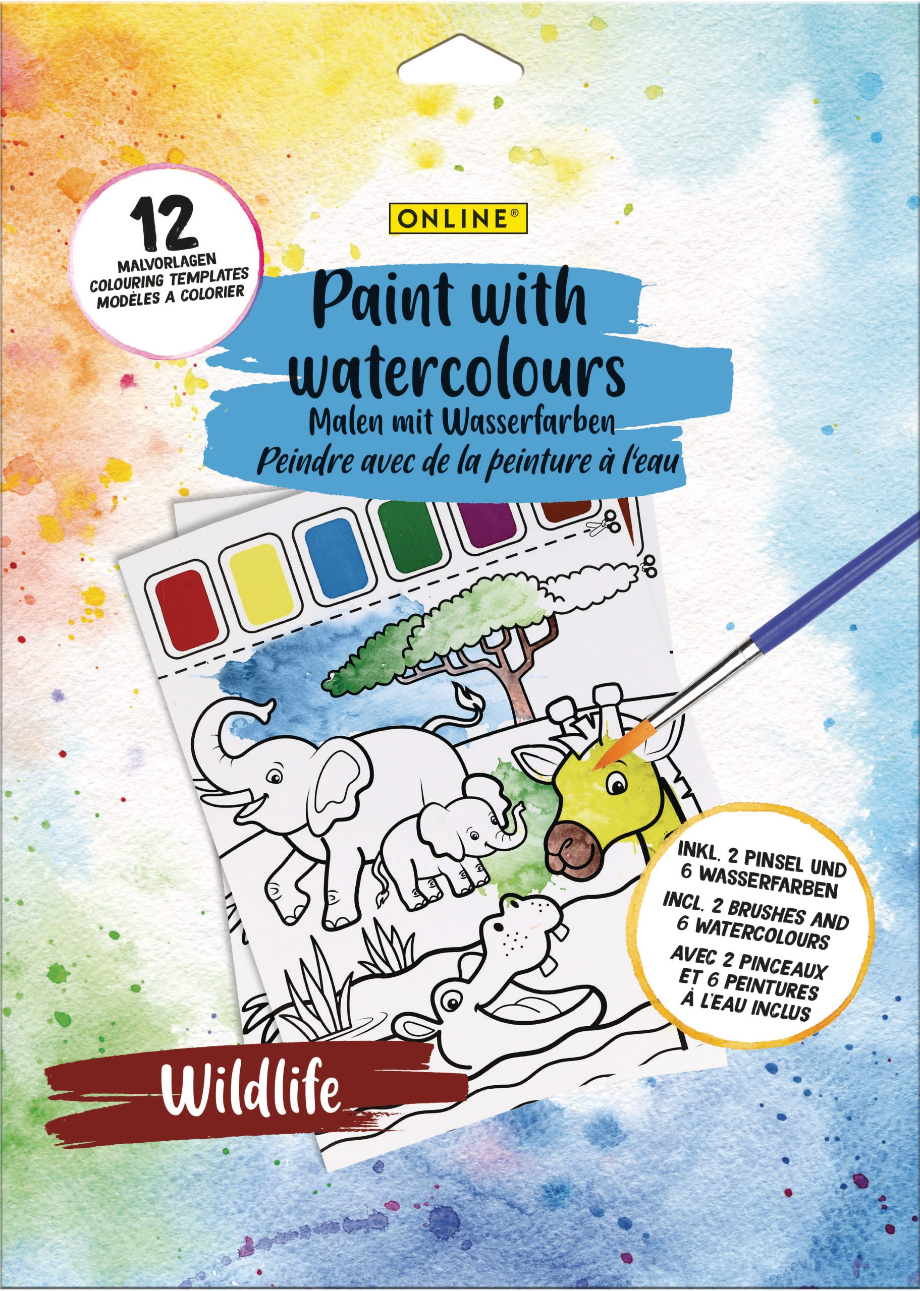 S1432_1_VP_PaintWithWater_Wildlife.indd ONLINE Malset Wasserfarbe 61046/6 Wildlife 12 Stück – Hochwertig & günstig bei ShopDeca