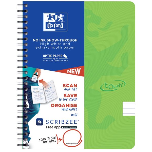 OXFORD Touch Spiralheft 400118803 A5, liniert 70 Blatt, hellgrün