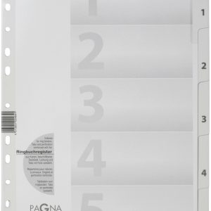 PAGNA Kartonregister A4 31003-08 weiss 5-teilig, 1-5
