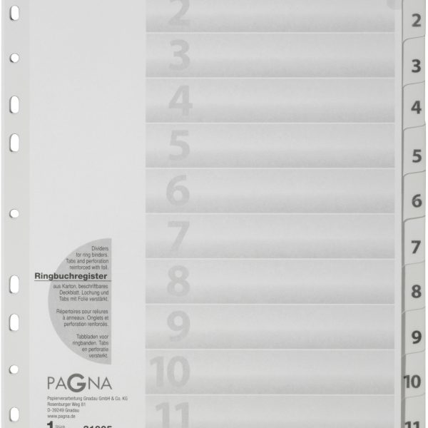 PAGNA Register Karton A4 31005-08 weiss 12-teilig, 1-12