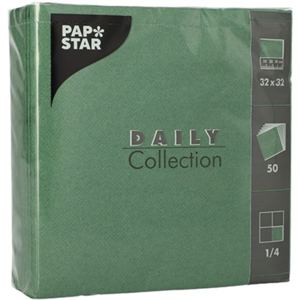 PAPSTAR Servietten PAP86974 3-lagig, dunkelgrün, 50 Stk.