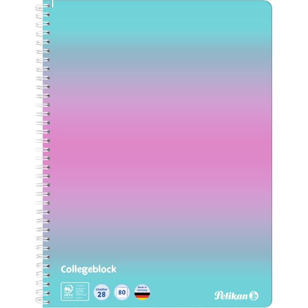 PELIKAN Spiralblock A4 400197019 kariert mint/rosa