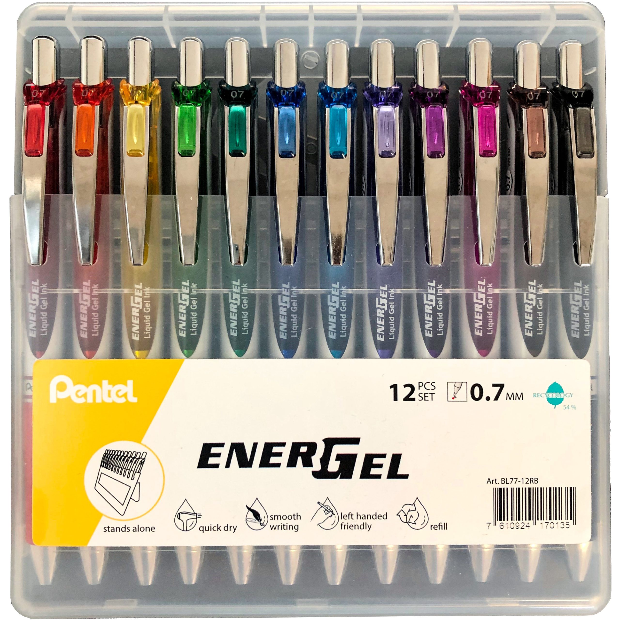 PENTEL-BL77-12RB-7610924170135 PENTEL Rollerball EnerGel 0.7mm BL77-12RB Rainbow Set 12 Stück – Hochwertig & günstig bei ShopDeca