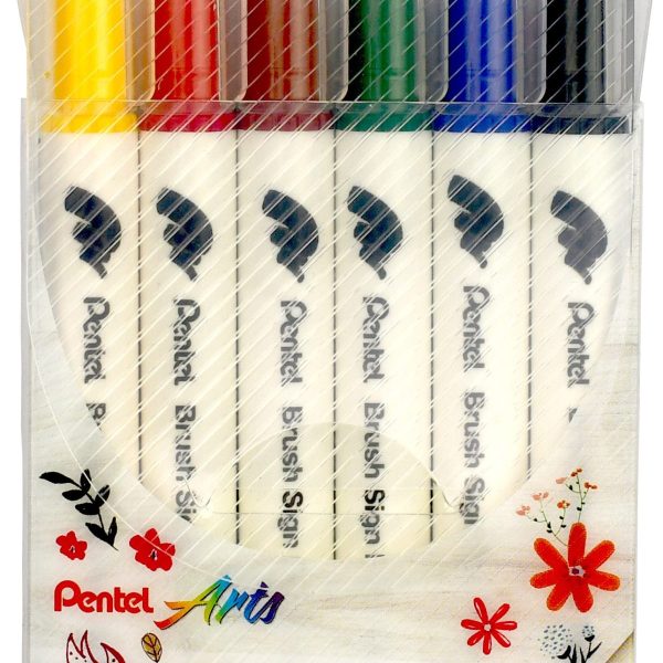 PENTEL Brush Sign Pen Set SESW30C-6 Twin, 6 Farben