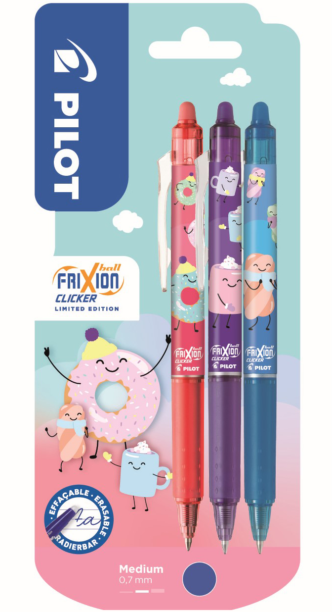 PILOT-150.440.00BL-3131910458807 PILOT Frixion Clicker Sweet 0.7mm 150.440.00BL 3 Farben – Hochwertig & günstig bei ShopDeca