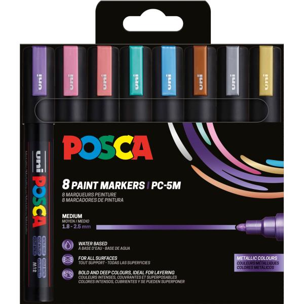 POSCA Marker 1.8-2.5mm PC-5M 8P SET Metallic 8 Farben