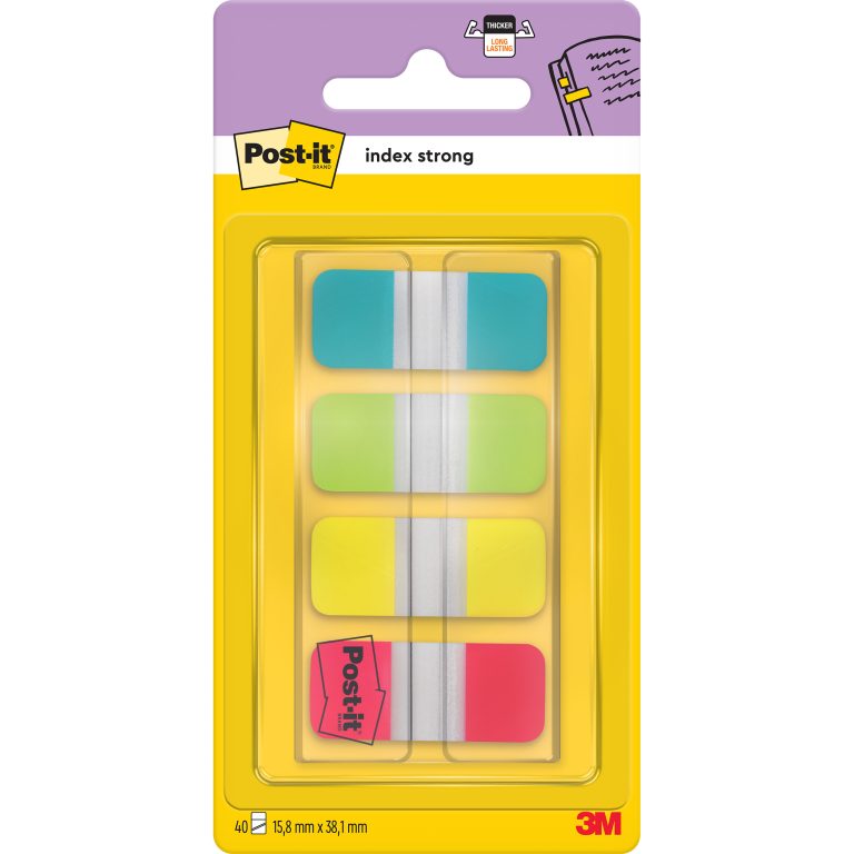 POST-IT Index Strong schmal 16x38mm 676-ALYR 4-farbig 4x10 Stück