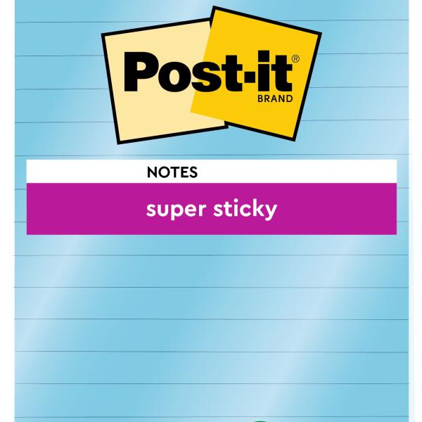 POST-IT Block Super Sticky 102x152mm 6844L-NB hellblau,45 Bl.,liniert,hängb.