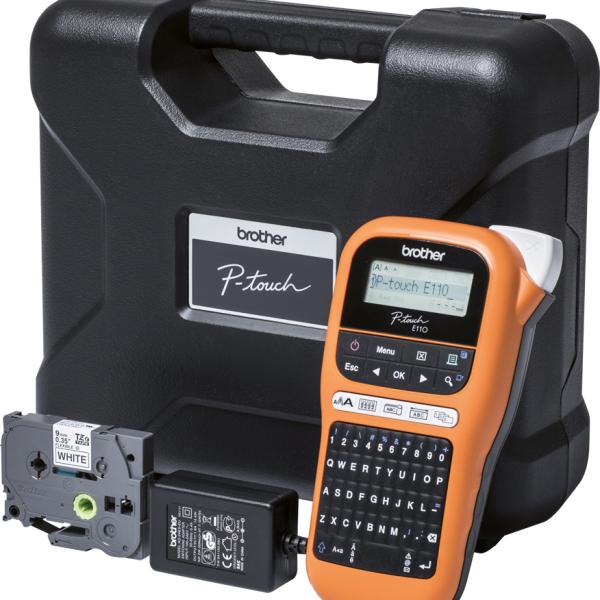 PTOUCH Gerät inkl. PT-E110VP Koffer, Adapter und Band