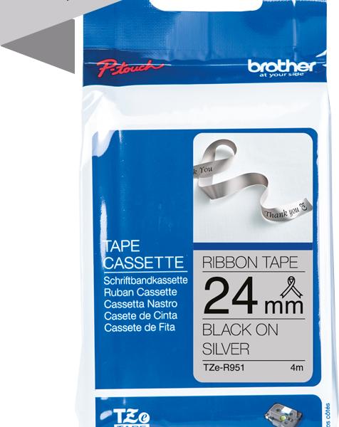 PTOUCH Band silber/schwarz TZE-R951 Tze Geräte 24mm