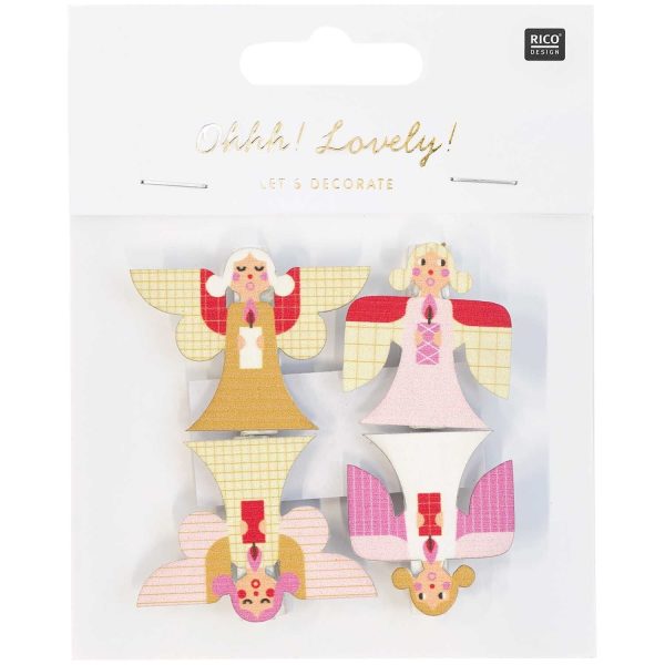 RICO DESIGN Deko-Clips Engel 3.5cm 7040.31.25 4 Stück