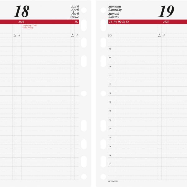 RIDOIDE Timing 1 Tageskalender 2026 7065900006.26 1T/1S ML 14.8x21cm