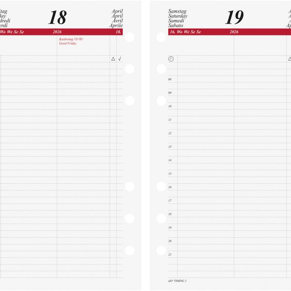 RIDOIDE Timing 2 Tageskalender 2026 7066900006.26 1T/1S ML 9.3x17.2cm