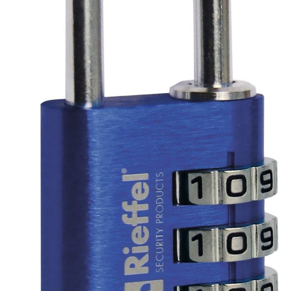 RIEFFEL SWITZERLAND Vorhängeschloss Nr. 22 27,5mm 22/30 BLAU SB blau, mit Zahlenschloss