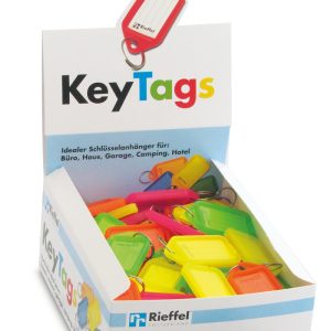 RIEFFEL SWITZERLAND Schlüsseletiketten 38x22mm KT 1000 NEON STV neon ass., Display 100 Stück