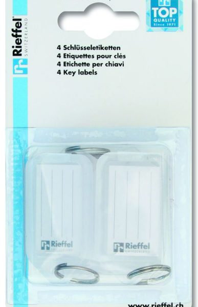 RIEFFEL SWITZERLAND Schlüsseletiketten 38x22mm KT 1000 SB/4 TRANSP transparent 4 Stück