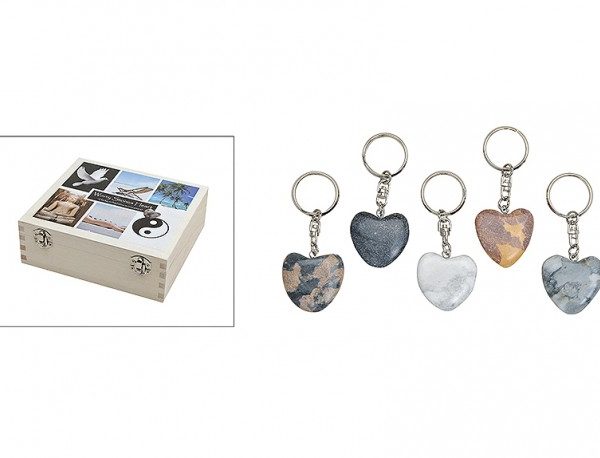 ROOST Schlüsselanhänger Marmor 3cm 10010113 Herz, 2 Farben ass.