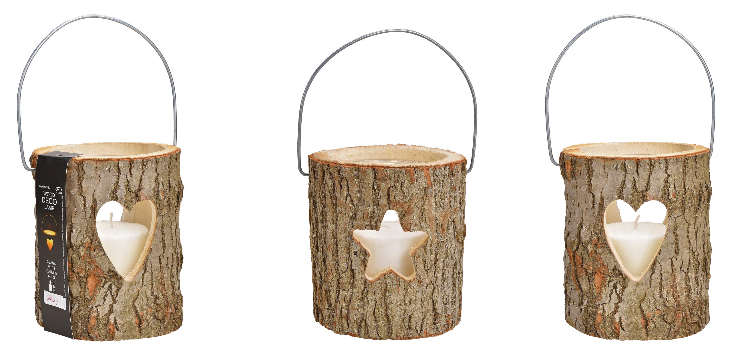 ROOST-10029001-4007698285760 ROOST Holzlaterne 18x20cm 10029001 Herz/Stern, ass. mit Kerze – Hochwertig & günstig bei ShopDeca