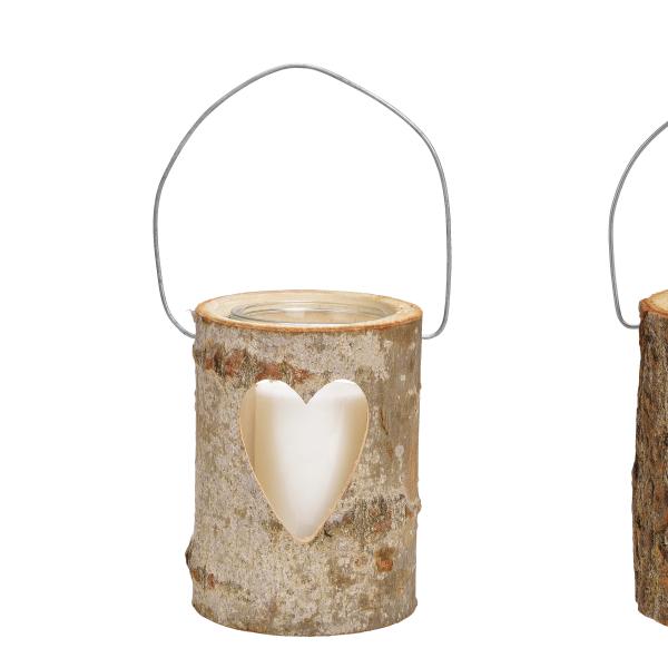 ROOST Holzlaterne 16x18cm 10029002 Herz/Stern,ass. mit Kerze