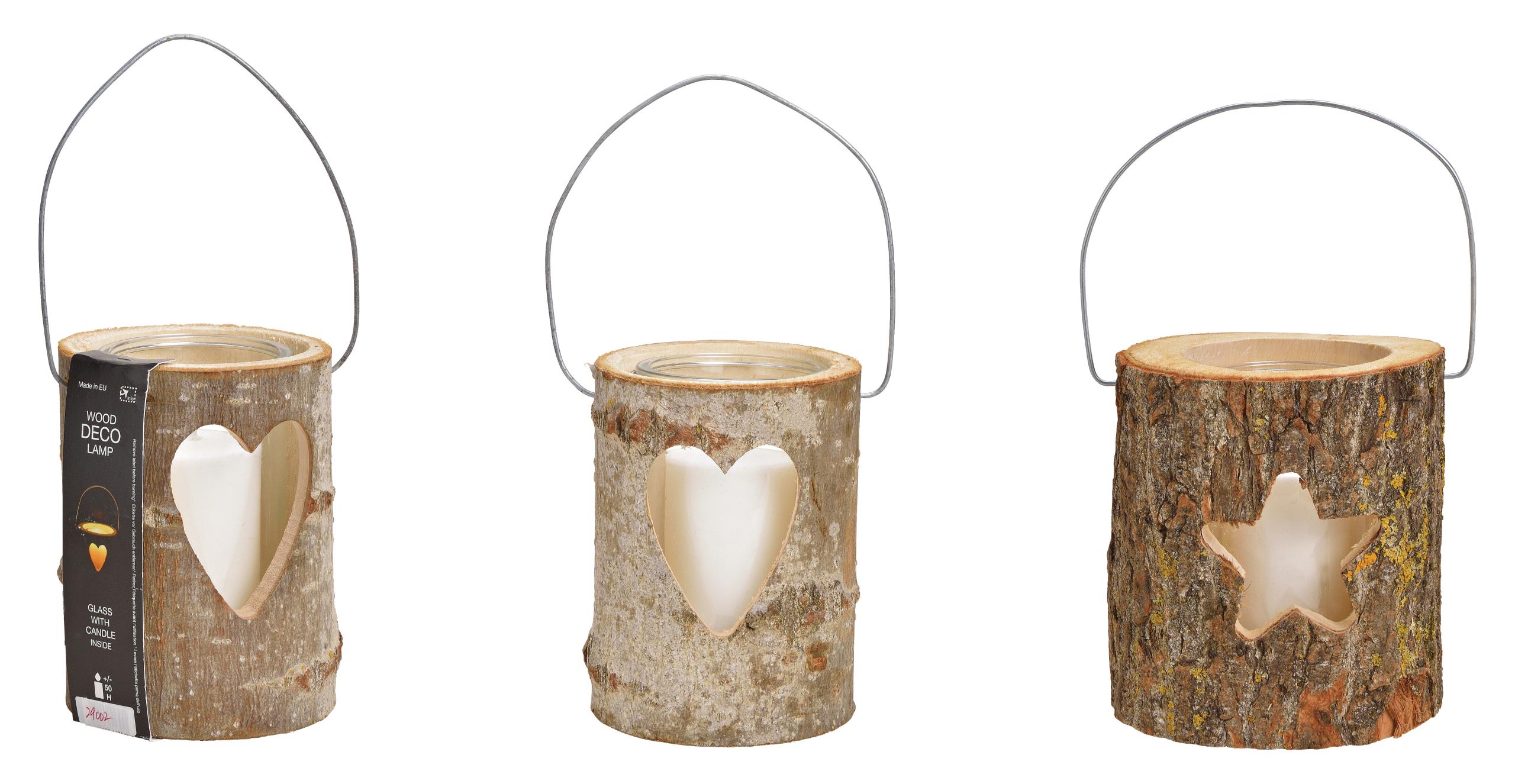 ROOST-10029002-4007698285777 ROOST Holzlaterne 16x18cm 10029002 Herz/Stern,ass. mit Kerze – Hochwertig & günstig bei ShopDeca