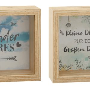 ROOST Spardose Sprüche 10032462 ass. 14x14x6cm