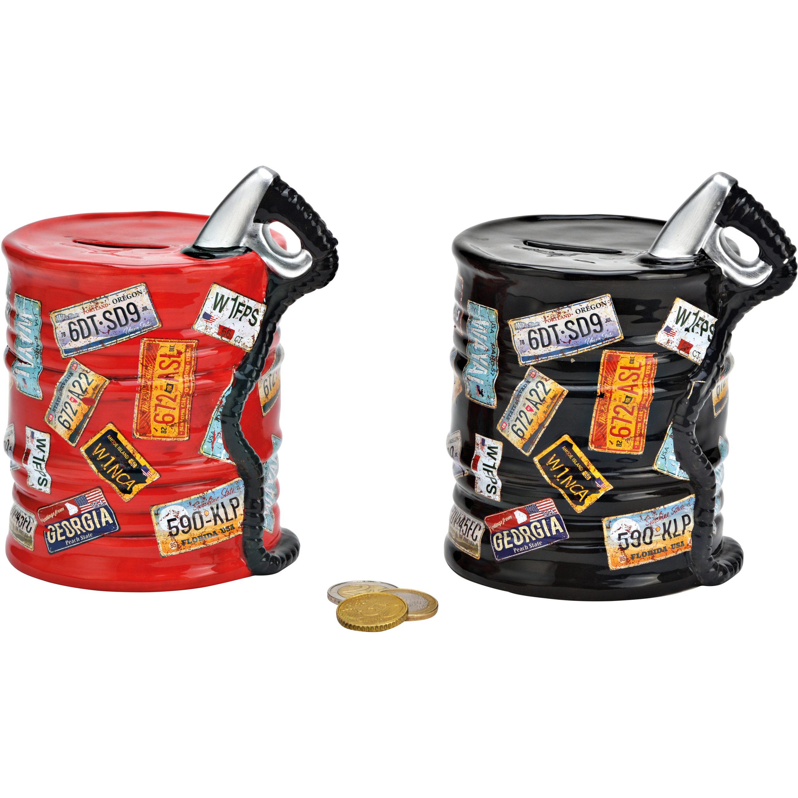 ROOST-10037737-4007698502782 ROOST Spardose Ölfass 12x10x14cm 10037737 rot/schwarz, assortiert – Hochwertig & günstig bei ShopDeca