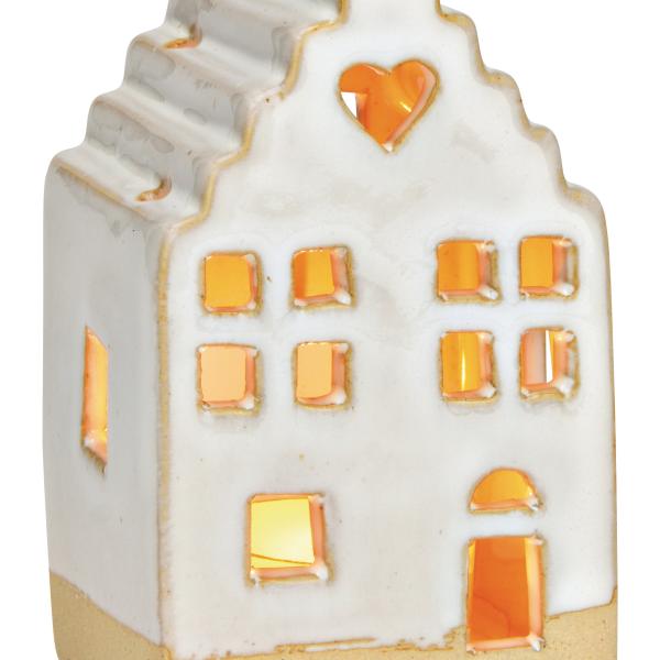 ROOST Teelicht Haus 7x11x6cm 10040029 Keramik, weiss