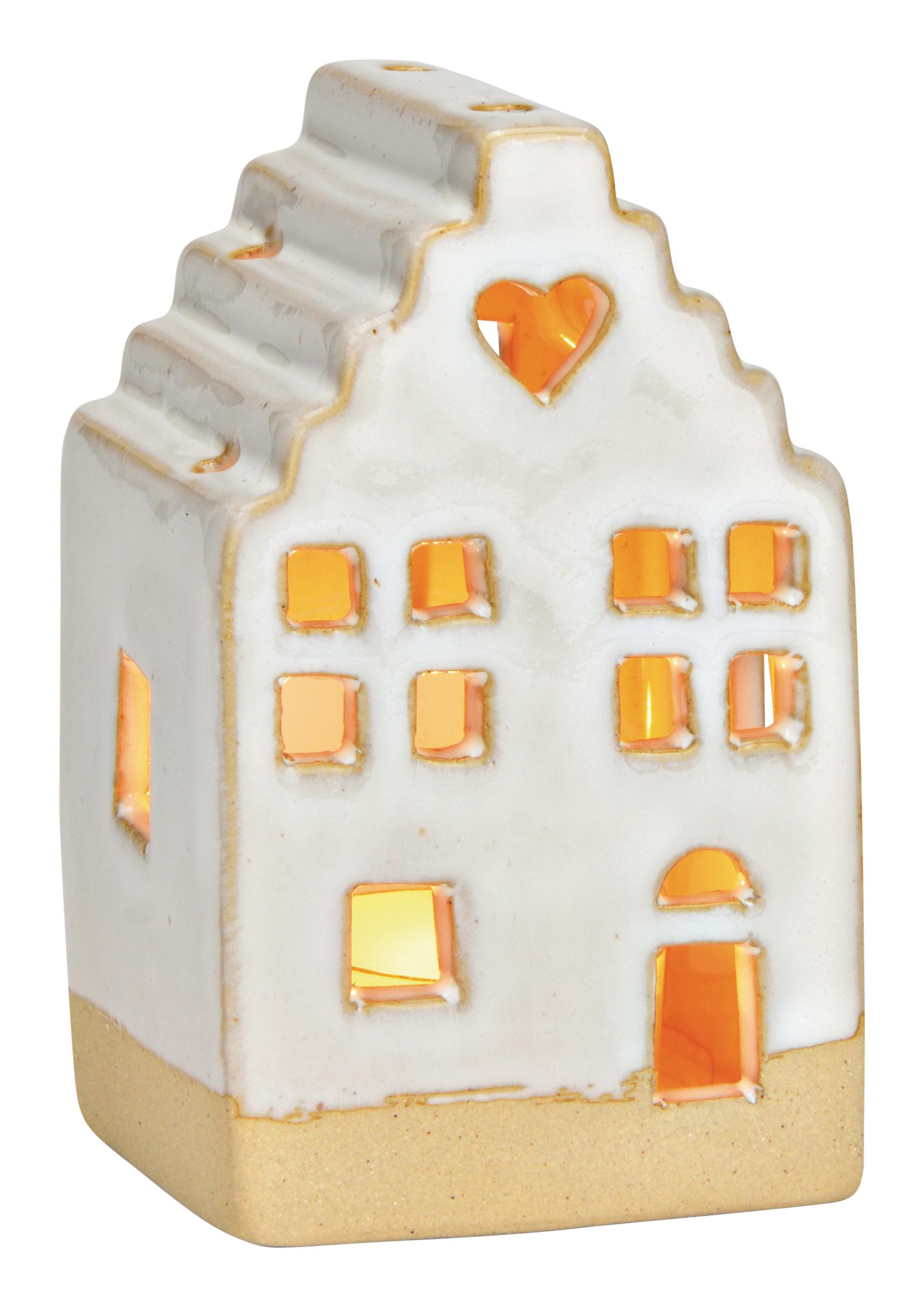 ROOST-10040029-4007698585587 ROOST Teelicht Haus 7x11x6cm 10040029 Keramik, weiss – Hochwertig & günstig bei ShopDeca