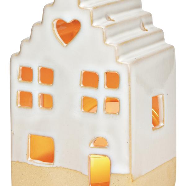 ROOST Windlicht Haus 8x14x8cm 10040030 Keramik, weiss