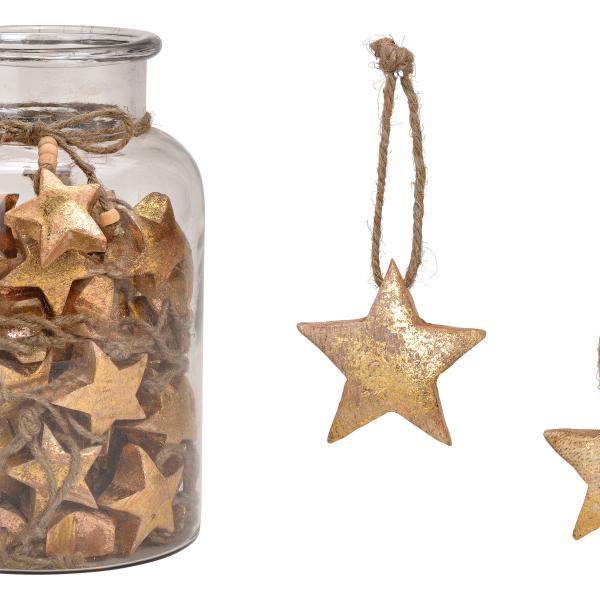 ROOST Weihnachtsanhänger Stern 5x5cm 10040635 Holz mit gold