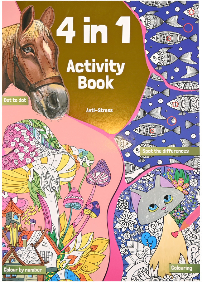 ROOST-B19295-8711851192951 ROOST Aktivitäten-Malbuch A4 B19295 4 in 1 – Hochwertig & günstig bei ShopDeca