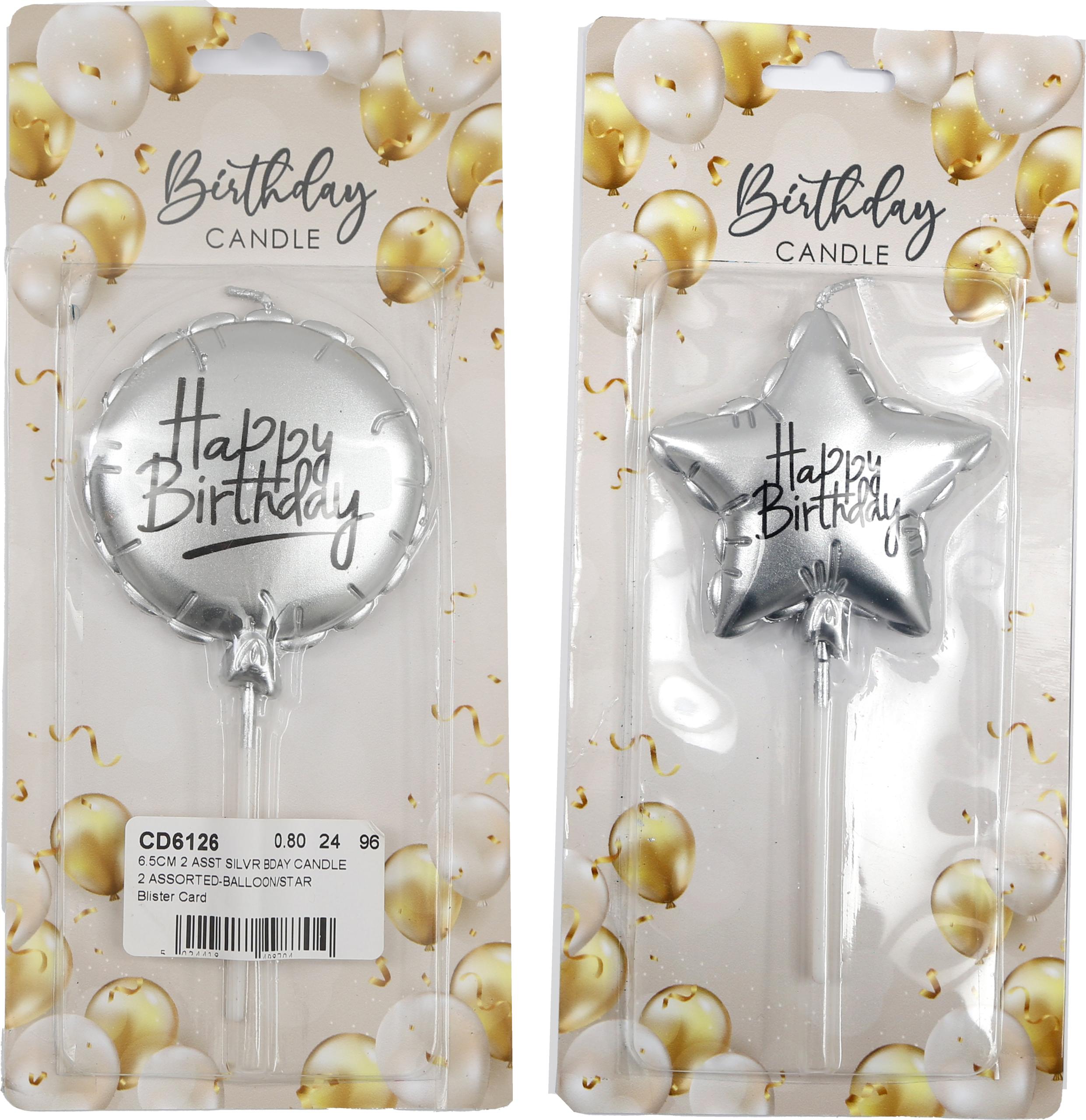 ROOST-CD6126-5024418498704 ROOST Kerze Happy Birthday CD6126 Silber, assortiert – Hochwertig & günstig bei ShopDeca