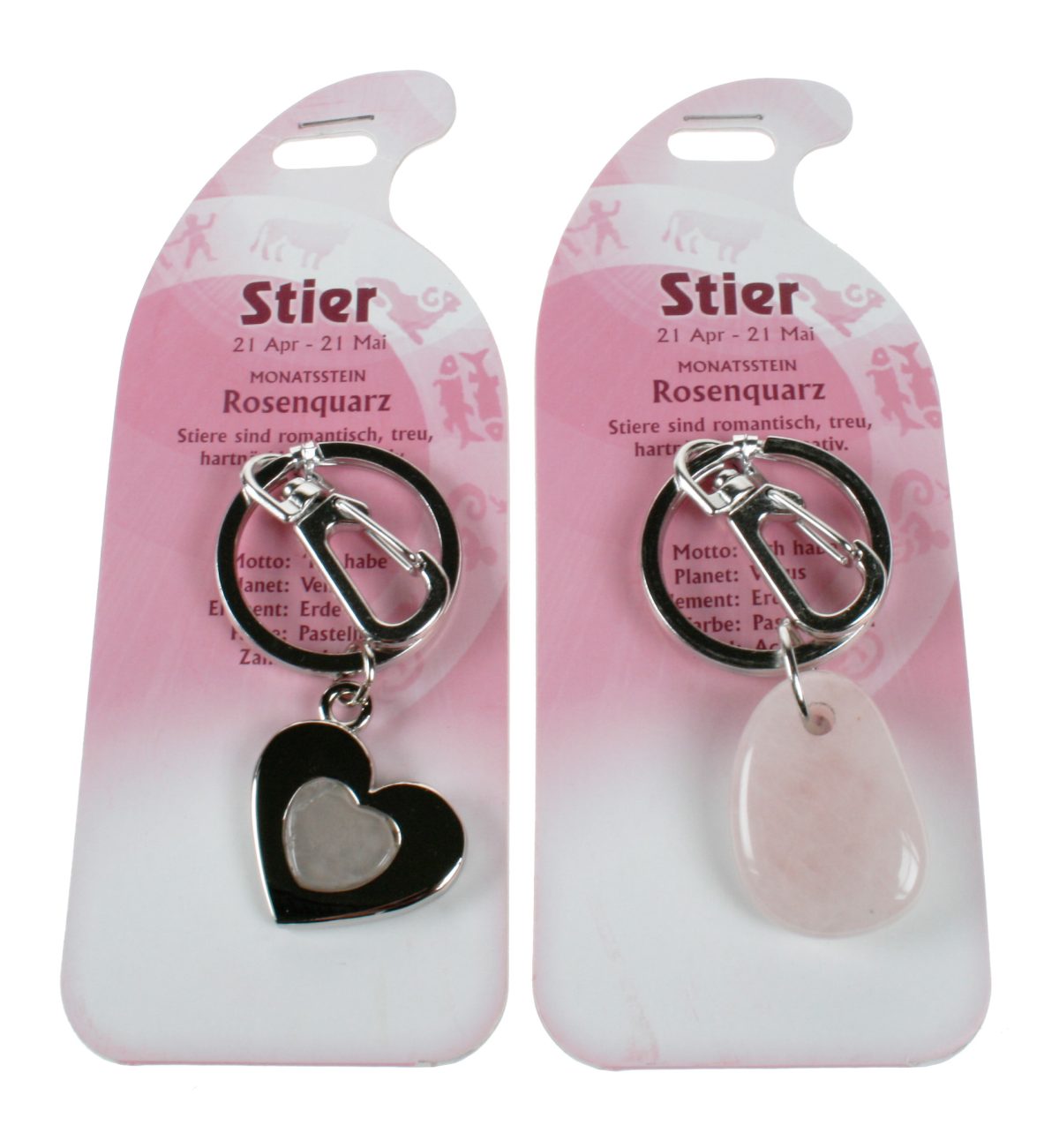 ROOST-G262-9002663652627 ROOST Schlüsselanhänger Stier G262 Rosenquarz 2 Motive ass. – Hochwertig & günstig bei ShopDeca