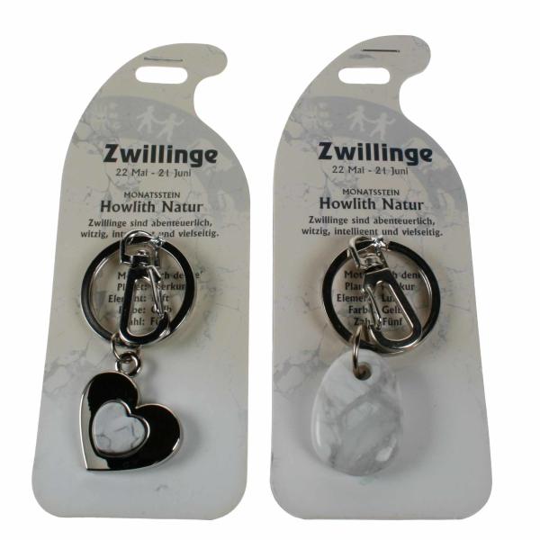 ROOST Schlüsselanhänger Zwilling G263 Howlith natur 2 Motive ass.