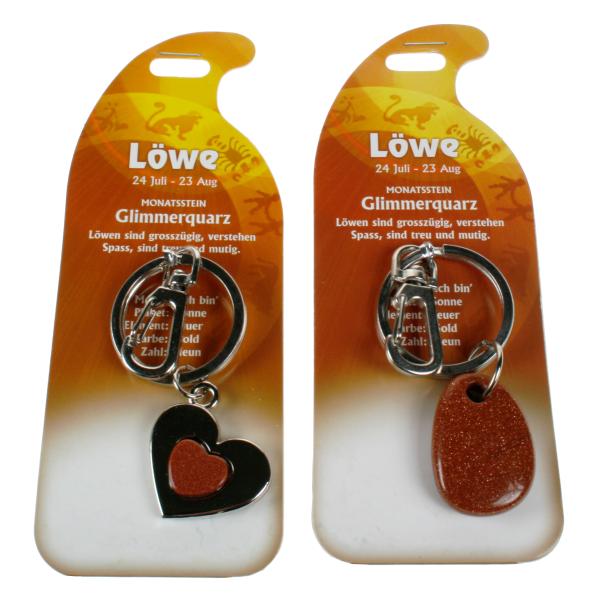 ROOST Schlüsselanhänger Löwe G265 Glimmerquarz 2 Motive ass.