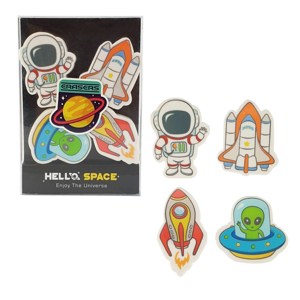 ROOST-HAE-001-7613058035516 ROOST Radiergummi 4 Stück HAE-001 Space – Hochwertig & günstig bei ShopDeca