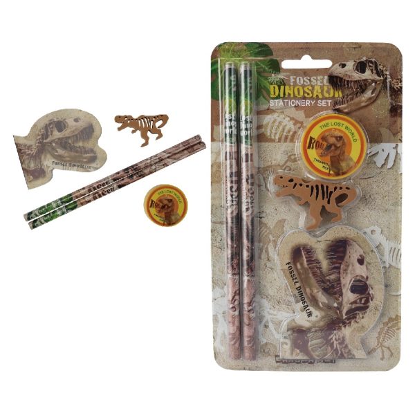 ROOST Schreibset Dinosaurier HSST-058 4-teilig, assortiert