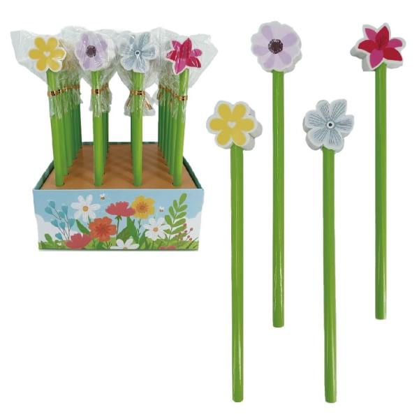 ROOST Bleistift Blume REF-678 assortiert, mit Radierer