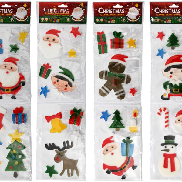 ROOST Gel-Fensteraufkleber ST804 Weihnachten 4 Stück assortiert